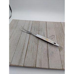 Vintage Stanley Meat Turning Fork 2 Prong 9 3/4" Fruit Maroon Handle